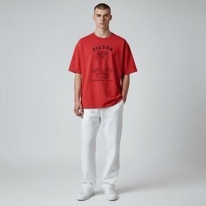 Filson Men's Lightweight Outfitter‎ Graphic Bear Salmon T-Shirt Red Size Small